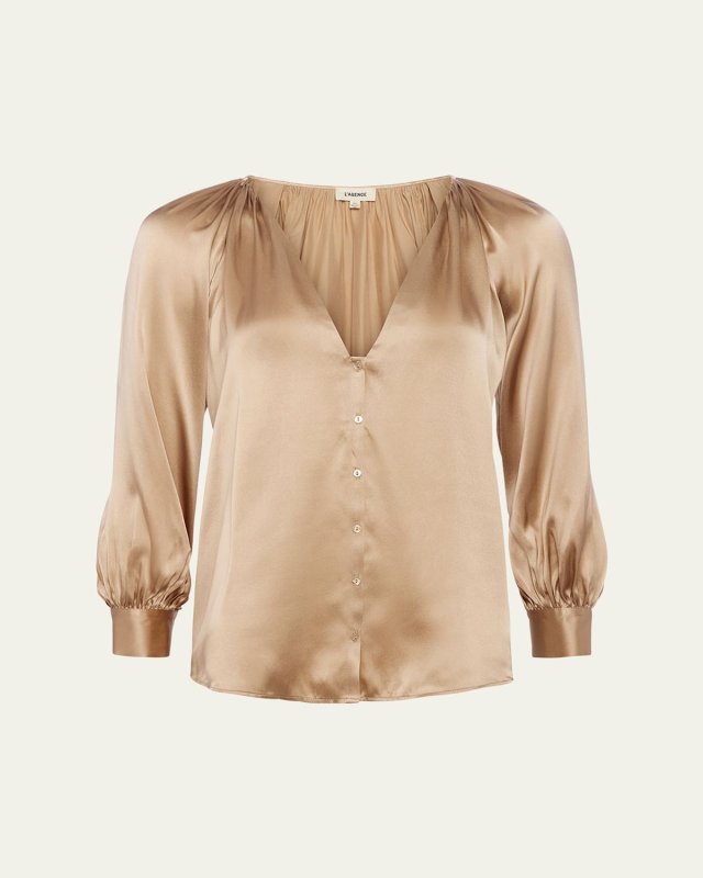 Kaili V-Neck Silk Blous